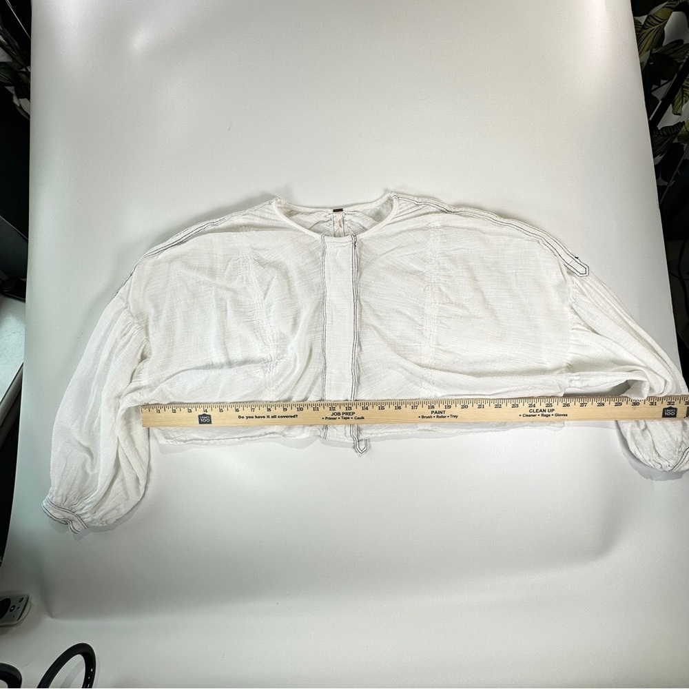 Free People Peasant Crop Top Cotton Balloon Sleeve White M - Picture 10 of 11